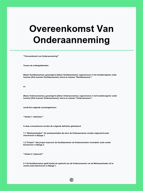 contract onderaanneming