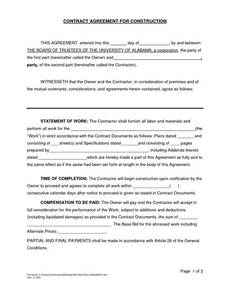 Read Contract Agreement Sample Document 