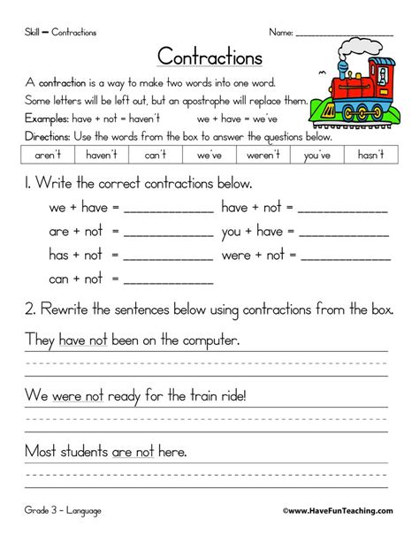 Contraction Passages 3rd Grade Tpt Contractions For Third Grade - Contractions For Third Grade