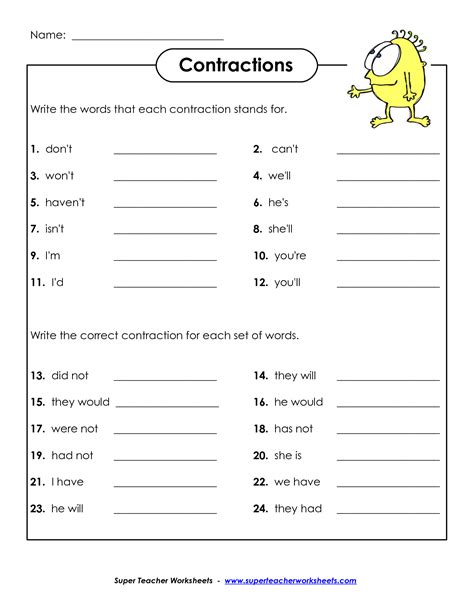 Contraction Worksheet Third Grade   Third Grade Grade 3 Contractions Questions Helpteaching - Contraction Worksheet Third Grade