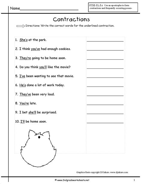 Contraction Worksheets Contraction Worksheet Third Grade - Contraction Worksheet Third Grade