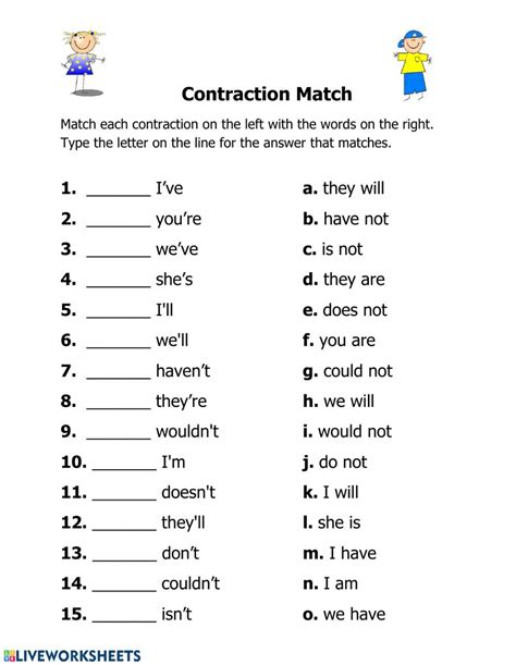 Contractions Online Worksheet For Grade 3 Live Worksheets Contraction Worksheet Grade 3 - Contraction Worksheet Grade 3