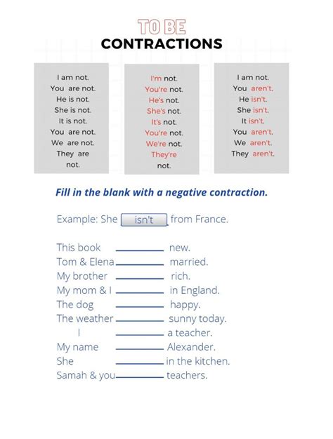 Contractions Worksheets Negative Contractions Worksheet - Negative Contractions Worksheet
