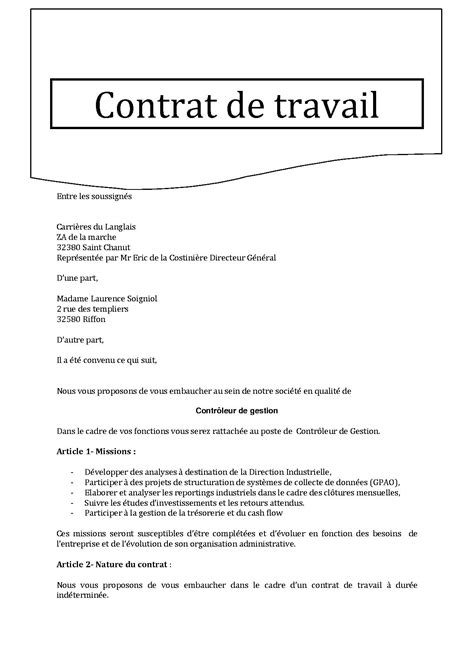 Contrat De Travail