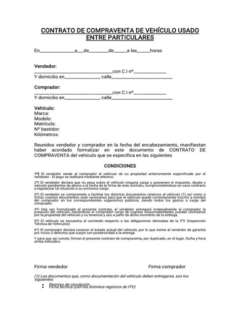Contrato Compraventa Vehiculo