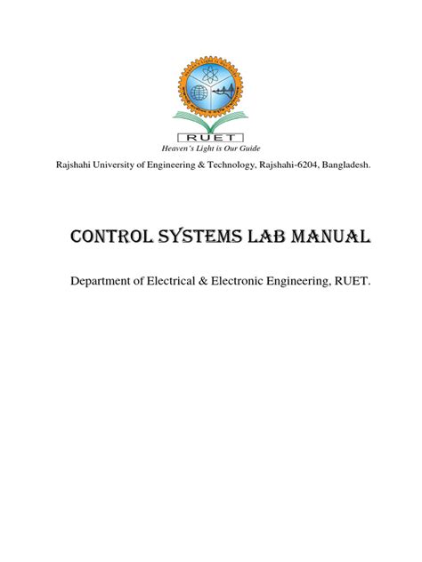 Control Systems Lab Manual For Eee