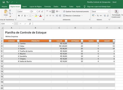 Controle De Estoque Excel