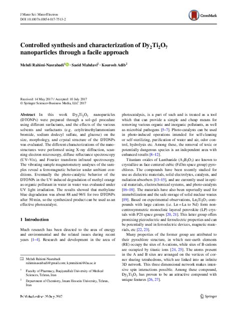 Controlled Synthesis And Characterization Of Nobel Metal