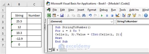convert text to number in vba