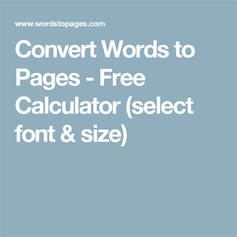 Convert Words To Pages Free Calculator Select Font Page Count Calculator - Page Count Calculator