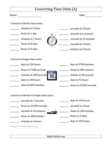 Converting Between Time Units Including Seconds Minutes Hours Time Conversion Worksheet - Time Conversion Worksheet