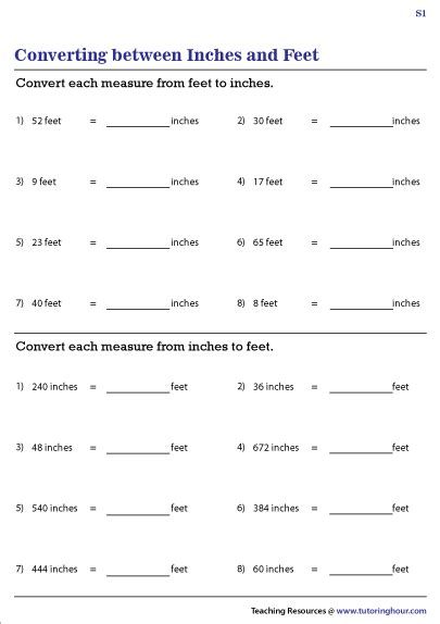 Converting Feet Into Inches Worksheets Kiddy Math Converting Feet To Inches Worksheet - Converting Feet To Inches Worksheet