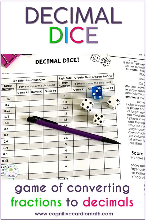 Converting Fractions To Decimals Activity Playing Quot Decimal Converting Fractions To Decimals Activity - Converting Fractions To Decimals Activity