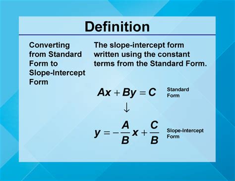 Converting Standard Form To Slope Intercept Form Worksheet