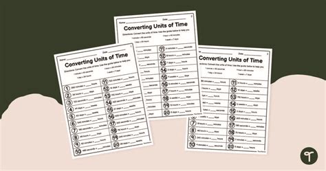 Converting Time Worksheet Pack Teach Starter Time Conversion Worksheet - Time Conversion Worksheet