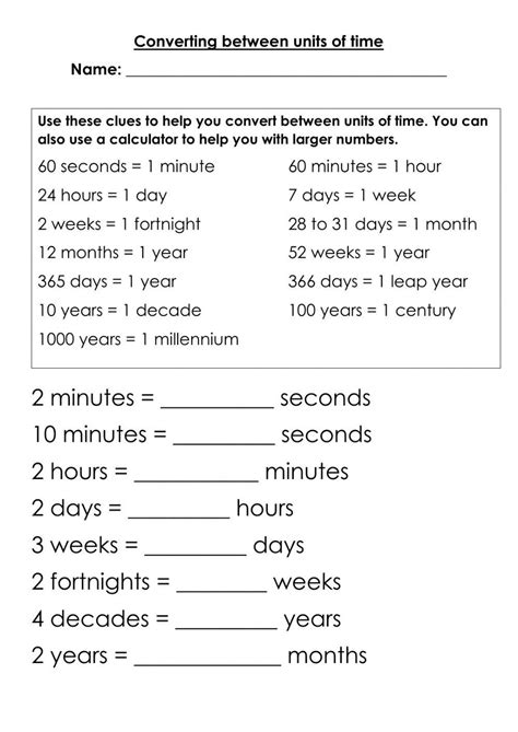 Converting Units Of Time Worksheet Live Worksheets Time Conversions Worksheet - Time Conversions Worksheet