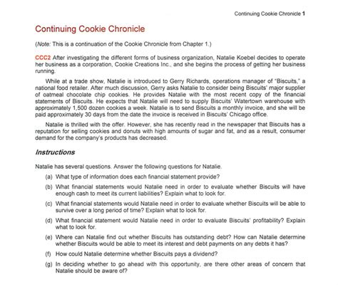 Cookie Chronicle Answers