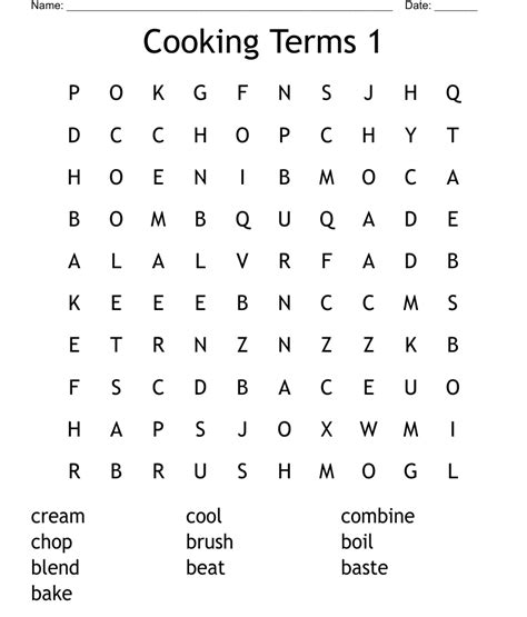 Cooking Terms Word Search Wordmint Basic Cooking Terms Worksheet Answers - Basic Cooking Terms Worksheet Answers