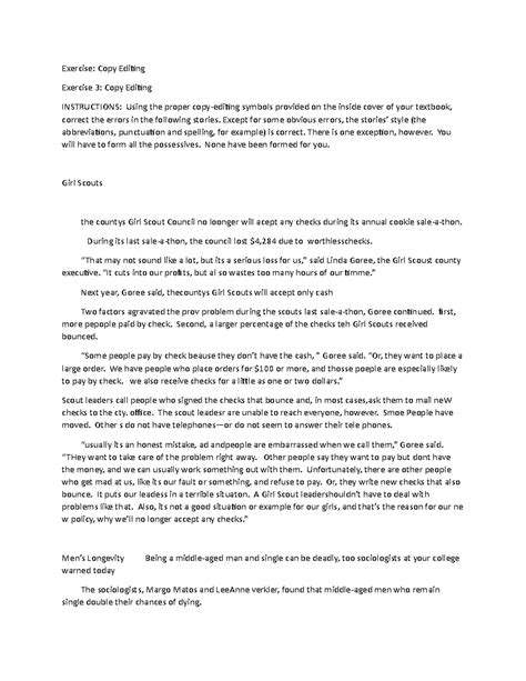 copy editing exercises with answers