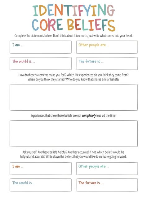Core Beliefs Worksheet