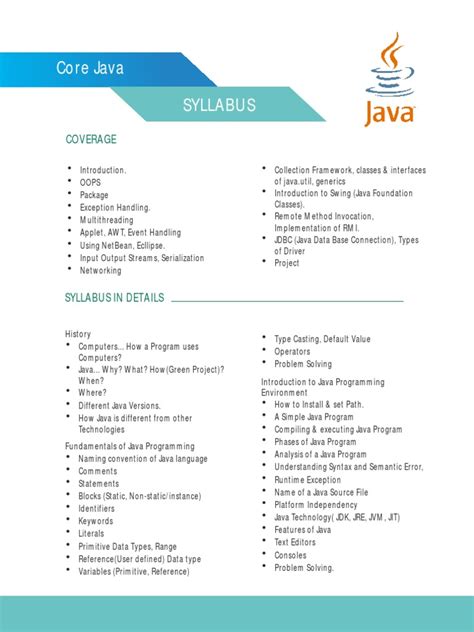 Core Java Syllabus