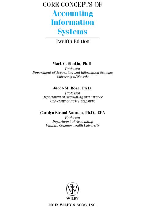 Full Download Core Concepts Of Accounting Information Systems 12Th Edition Test 