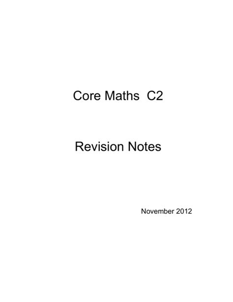 Download Core Maths C2 Revision Notes 