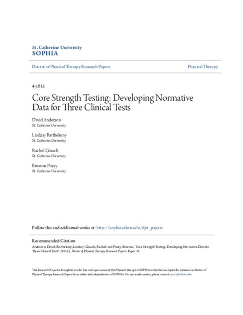 Read Online Core Strength Testing Developing Normative Data For Three 