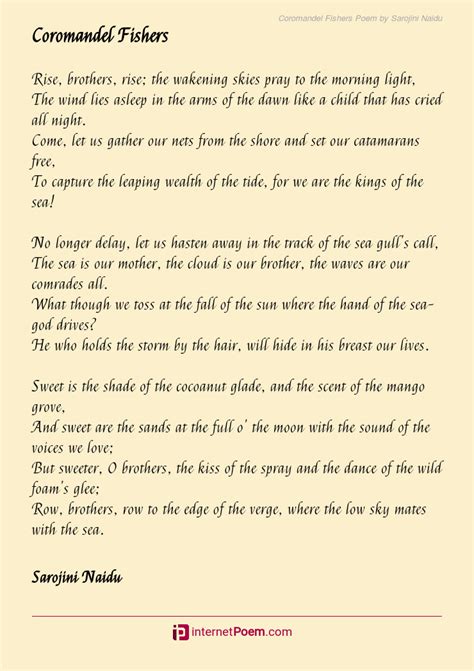Coromandel Fishers Poem