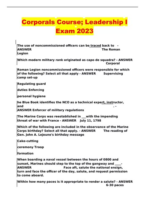 Full Download Corporals Course Answers 