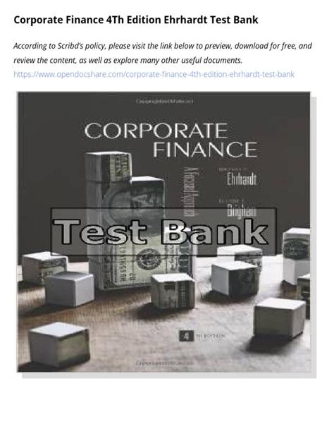 Corporate Finance 4th Edition Test Bank