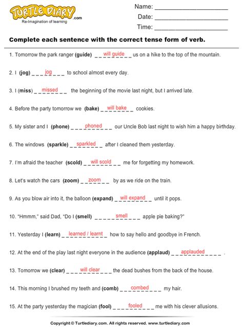 Correct Tense With Answer