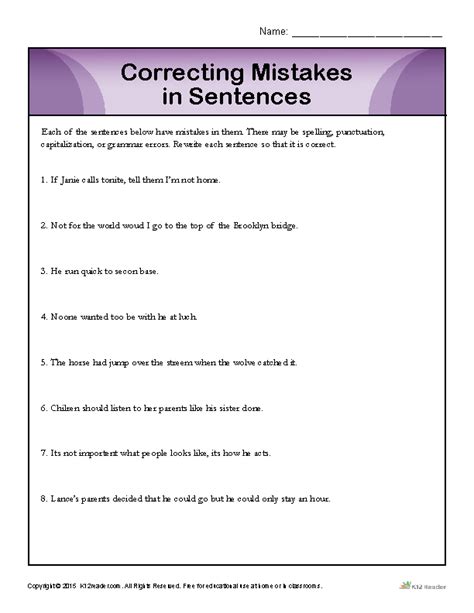 Correcting Mistakes In Sentences Proofing And Editing Correcting Sentences 5th Grade - Correcting Sentences 5th Grade