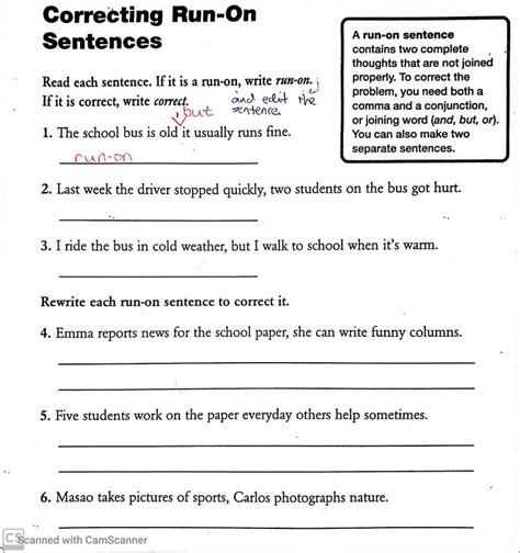 Correcting Run On Sentences Worksheets Correct This Sentence Worksheet - Correct This Sentence Worksheet