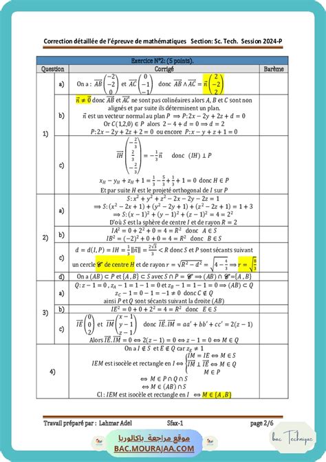 Correction Bac Math 2024