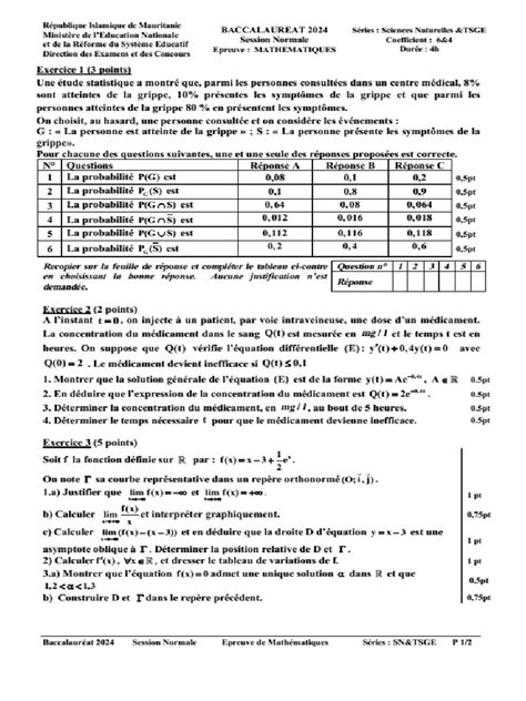 Correction Bac Maths 2024