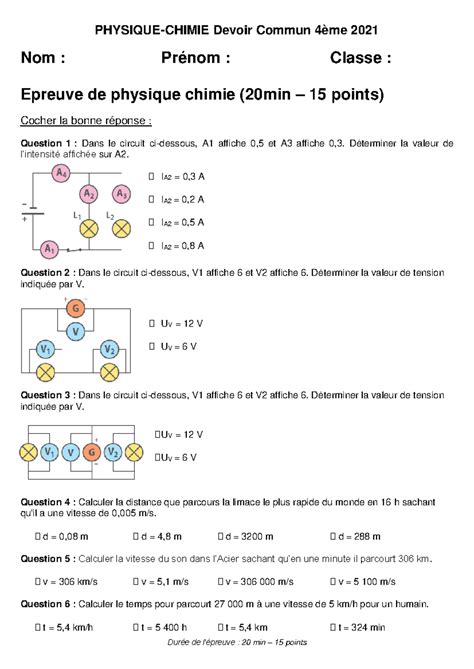 Correction Devoir Commun Sciences Physiques