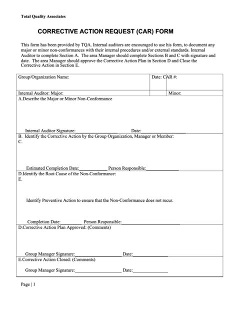 Corrective Action Request Car Lockheed Martin