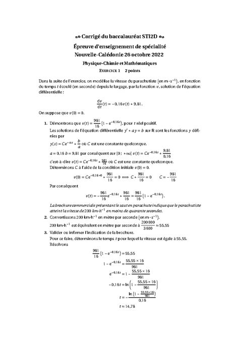 Corrige Bac Sti2d Maths Physique 2024