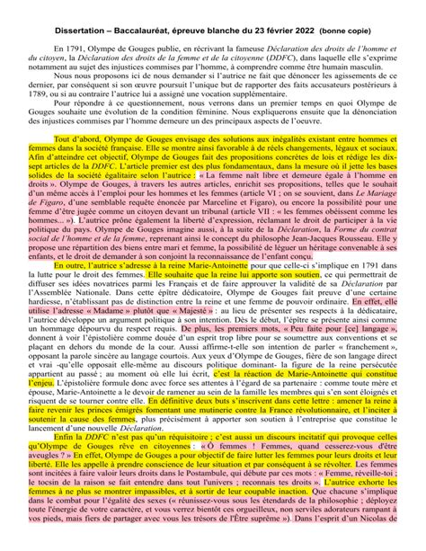 Corrige Dissertation Et Commentaire