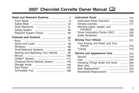 Read Online Corvette 2007 User Manual Guide 