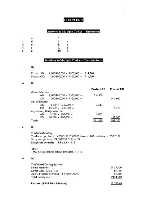 Cost Accounting Chapter 8 Solutions
