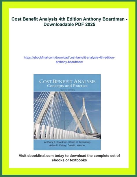 Cost Benefit Analysis 4th Edition The Pearson Series In Economics