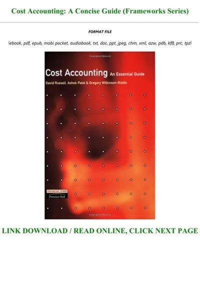 Read Online Cost Accounting An Essential Guide Frameworks Series 