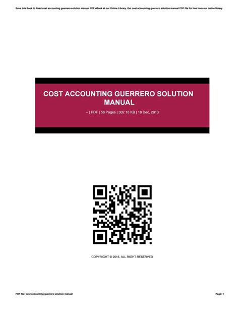 Read Online Cost Accounting Guerrero Solution Manual Free Download 2014 2015 