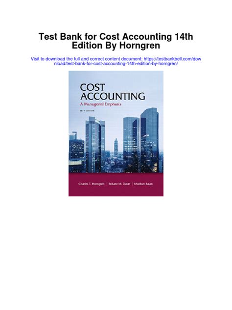 Download Cost Accounting Horngern 14Th Edition Test Bank 
