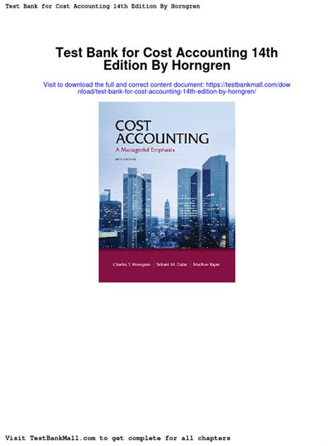 Read Online Cost Accounting Horngren 14Th Edition Test Bank 
