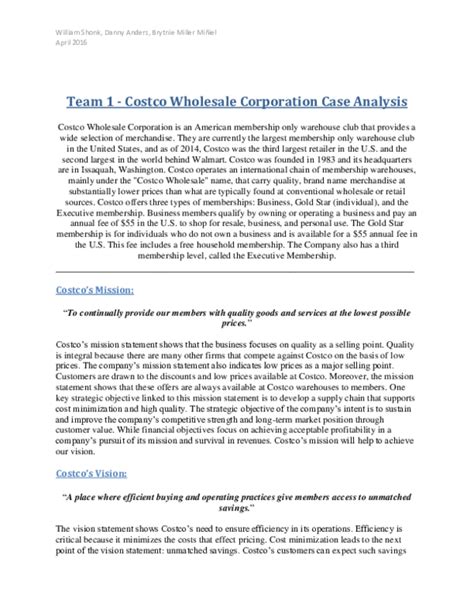 Costco Wholesale Case Analysis