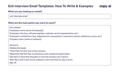 costum exit interview email template sample in 2021 Email templates