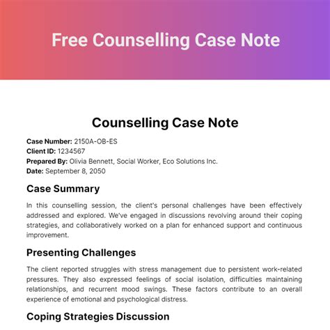 Read Online Counseling Case Summary Example 